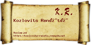 Kozlovits Renátó névjegykártya